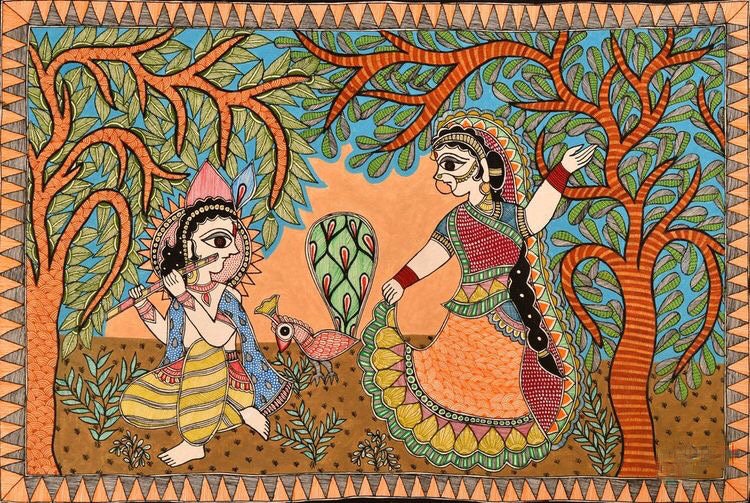 Krishna Radha Series Madhubani Painting