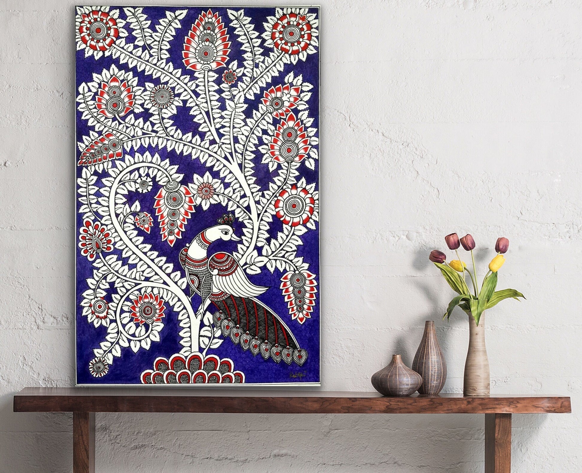 KalamKari Peacock Painting