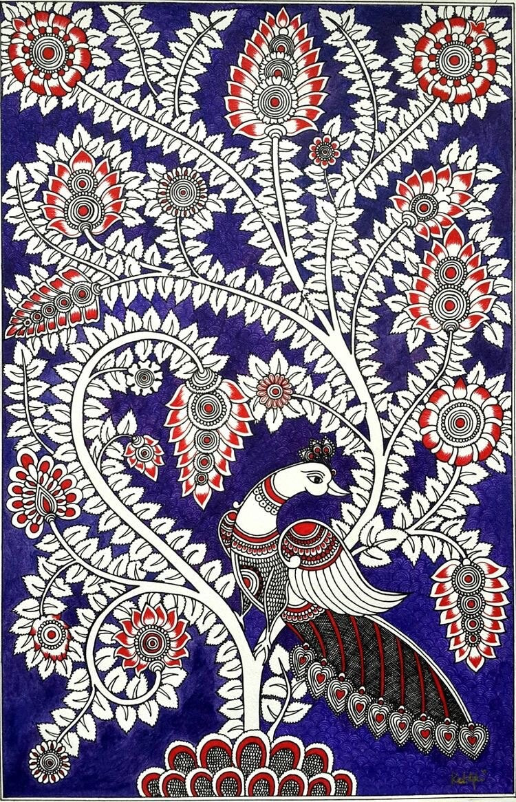 KalamKari Peacock Painting