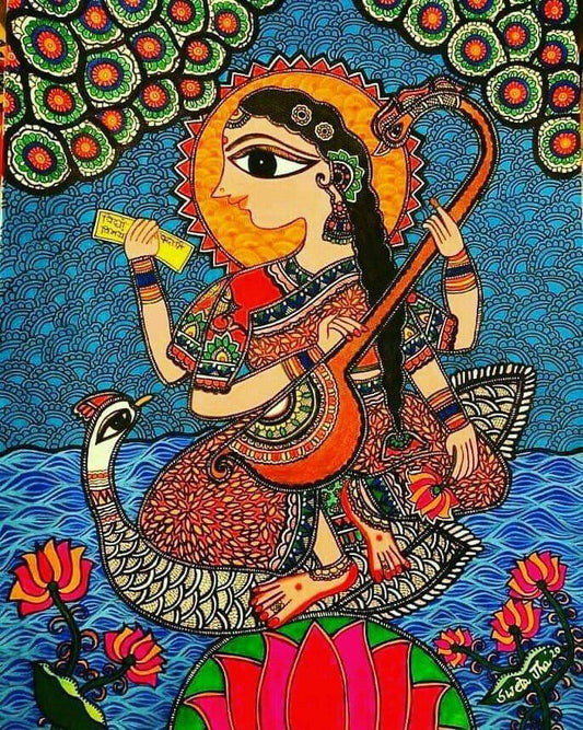 Saraswati Maa Madhubani Painting