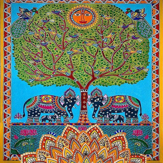 Tree of Life Fusion of Mandala - Madhubani Painting