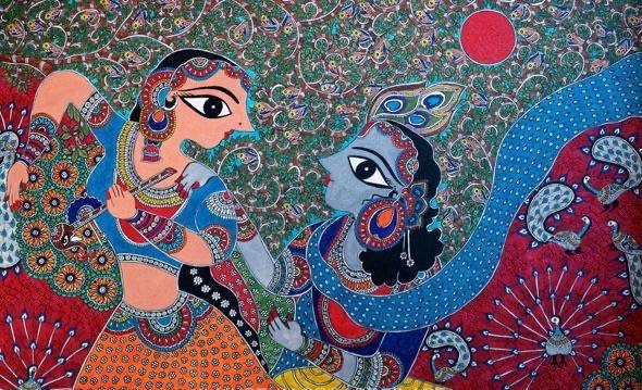 Madhubani Radha Krishna -Painting