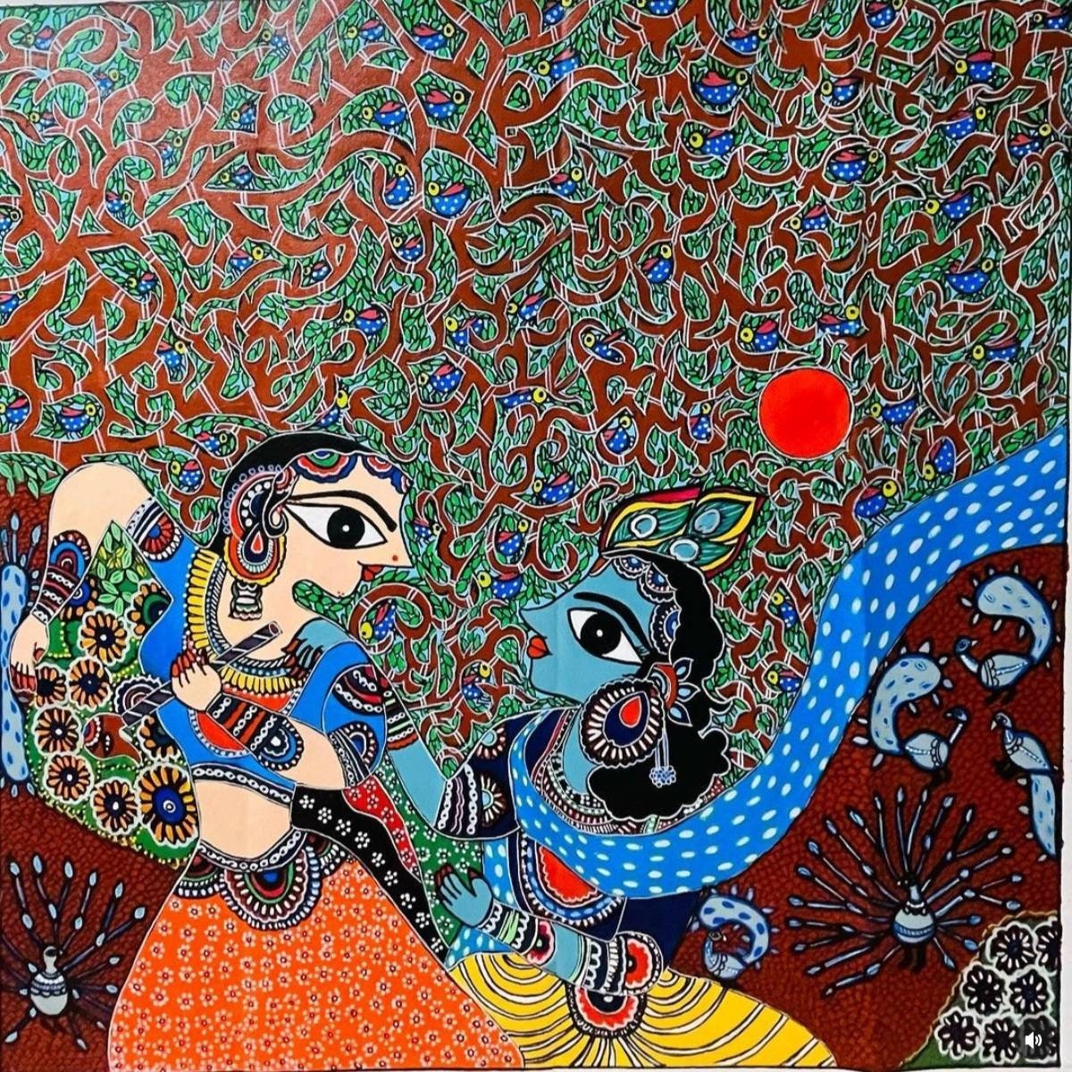 Madhubani Radha Krishna -Painting